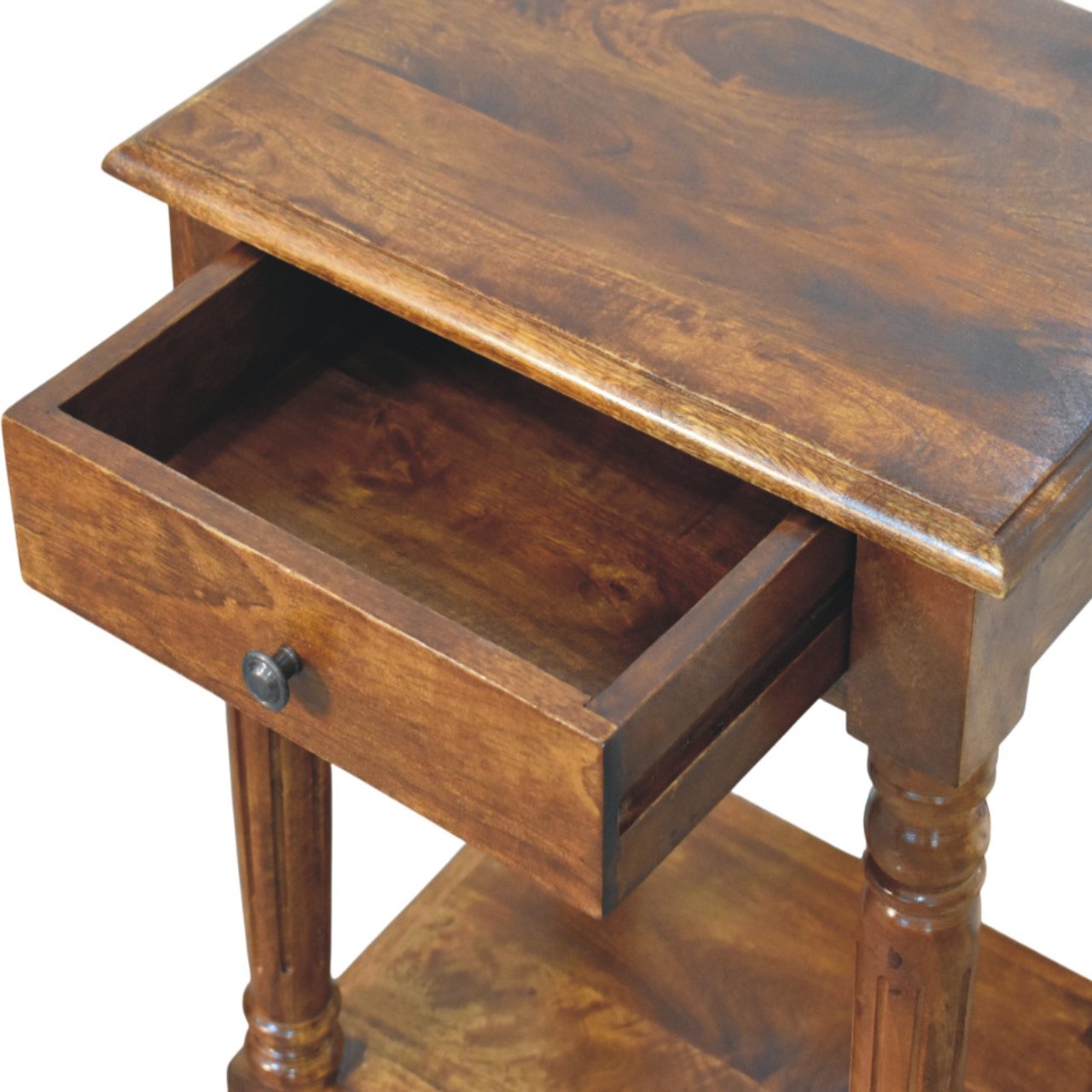 Turned Legs Chestnut 1 Drawer Side Table - Image 6