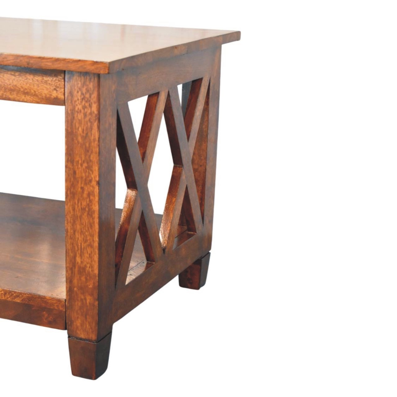 Belmont X-Frame Chestnut Coffee Table - Image 8