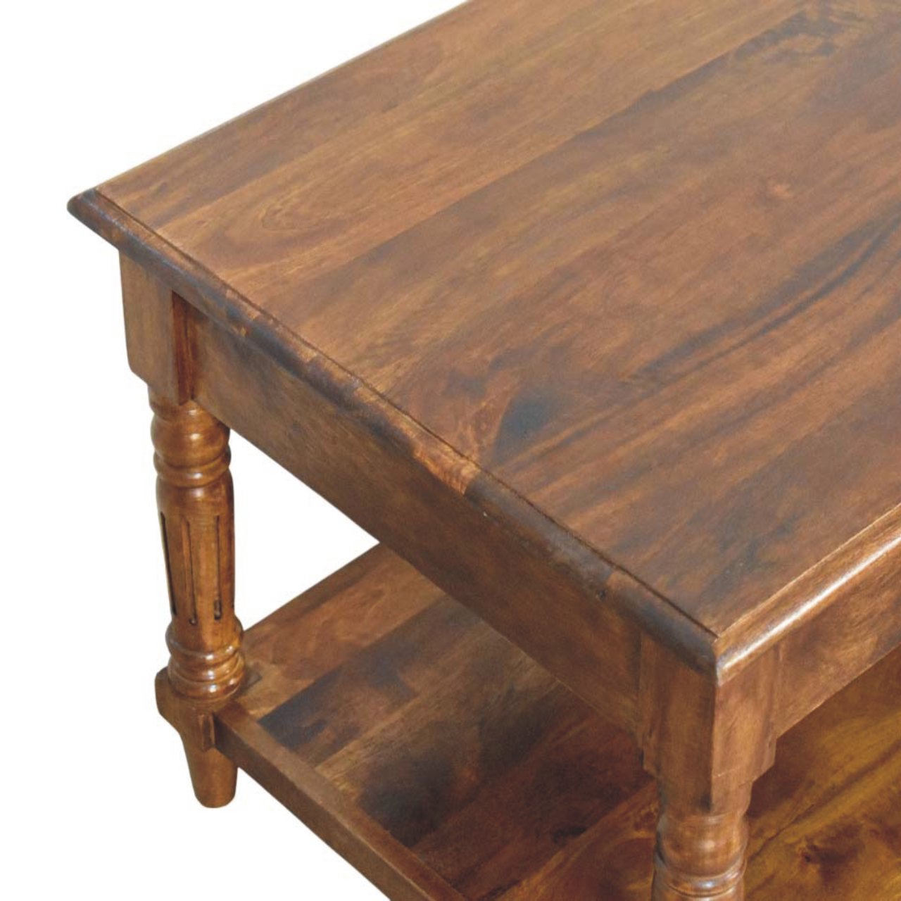 Turned Legs Chestnut 2 Drawer Coffee Table - Image 5