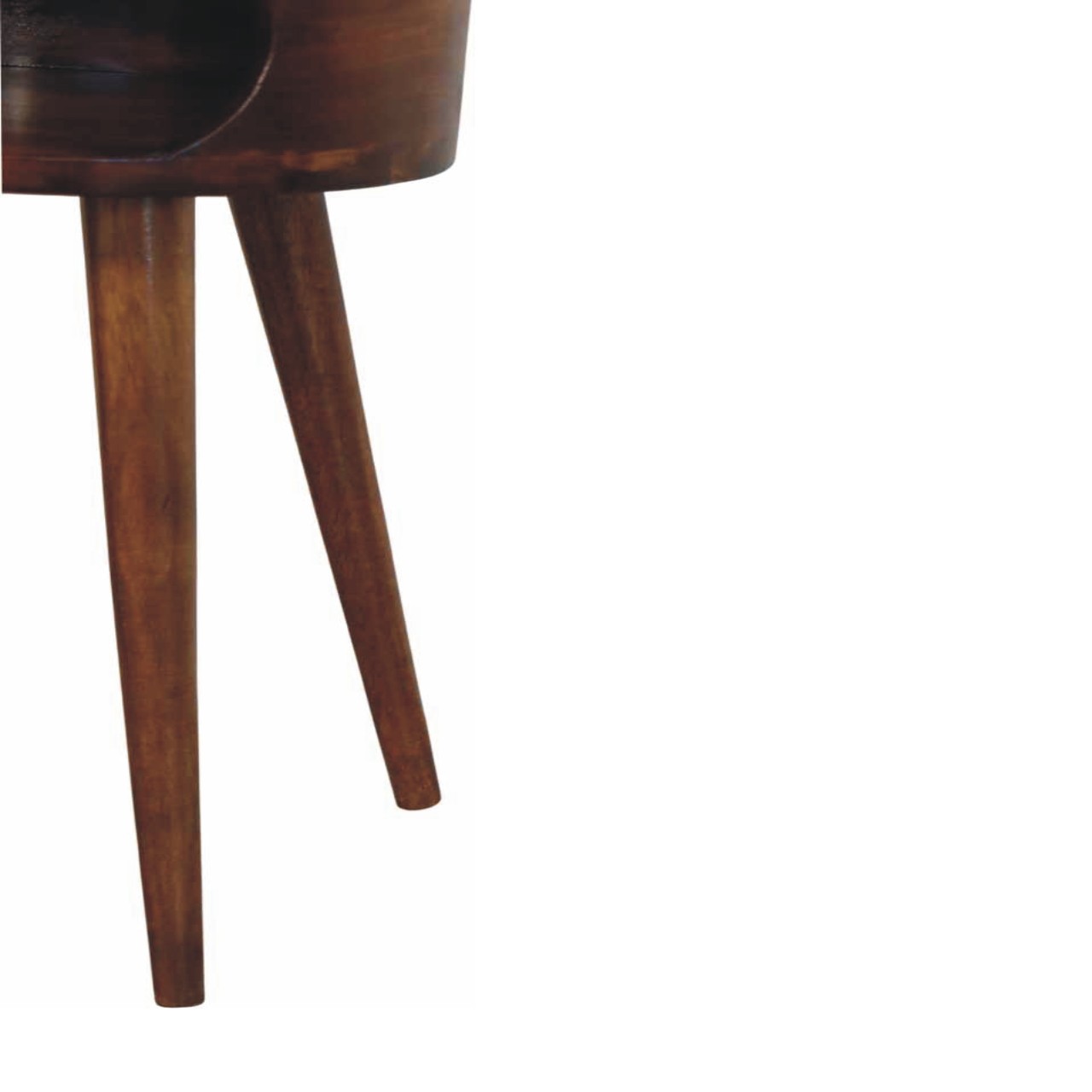 Round Chestnut Nightstand with Open Shelf - Image 7