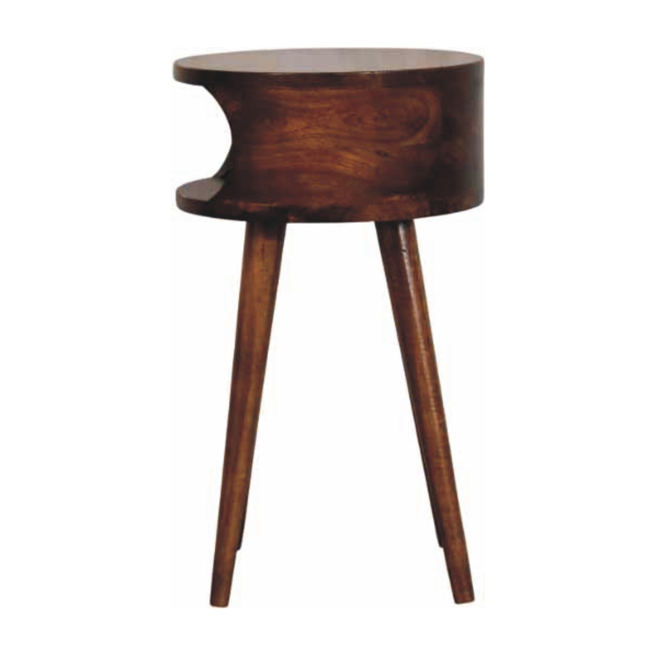 Round Chestnut Nightstand with Open Shelf - Image 8