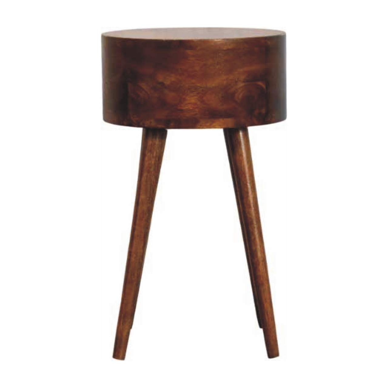 Round Chestnut Nightstand with Open Shelf - Image 9
