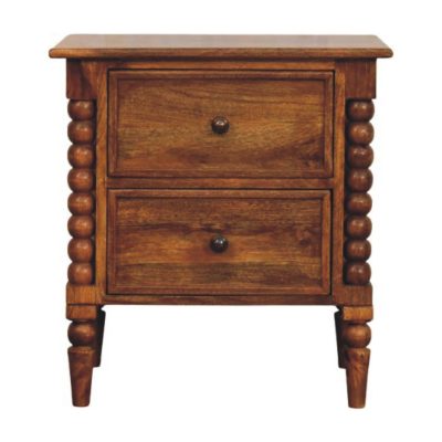 Spindle Leg Amber Oak Nightstand
