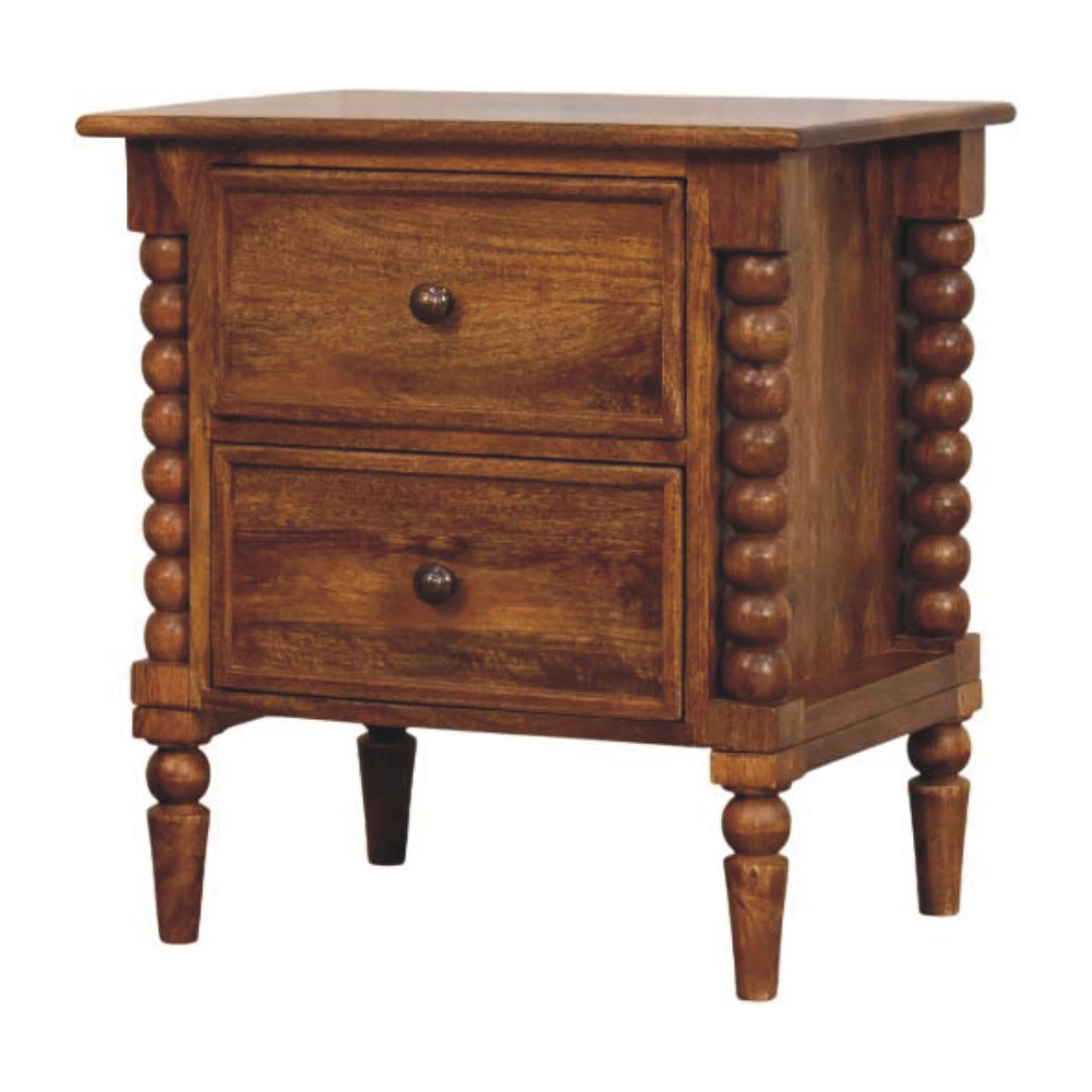 Spindle Leg Amber Oak Nightstand - Image 2