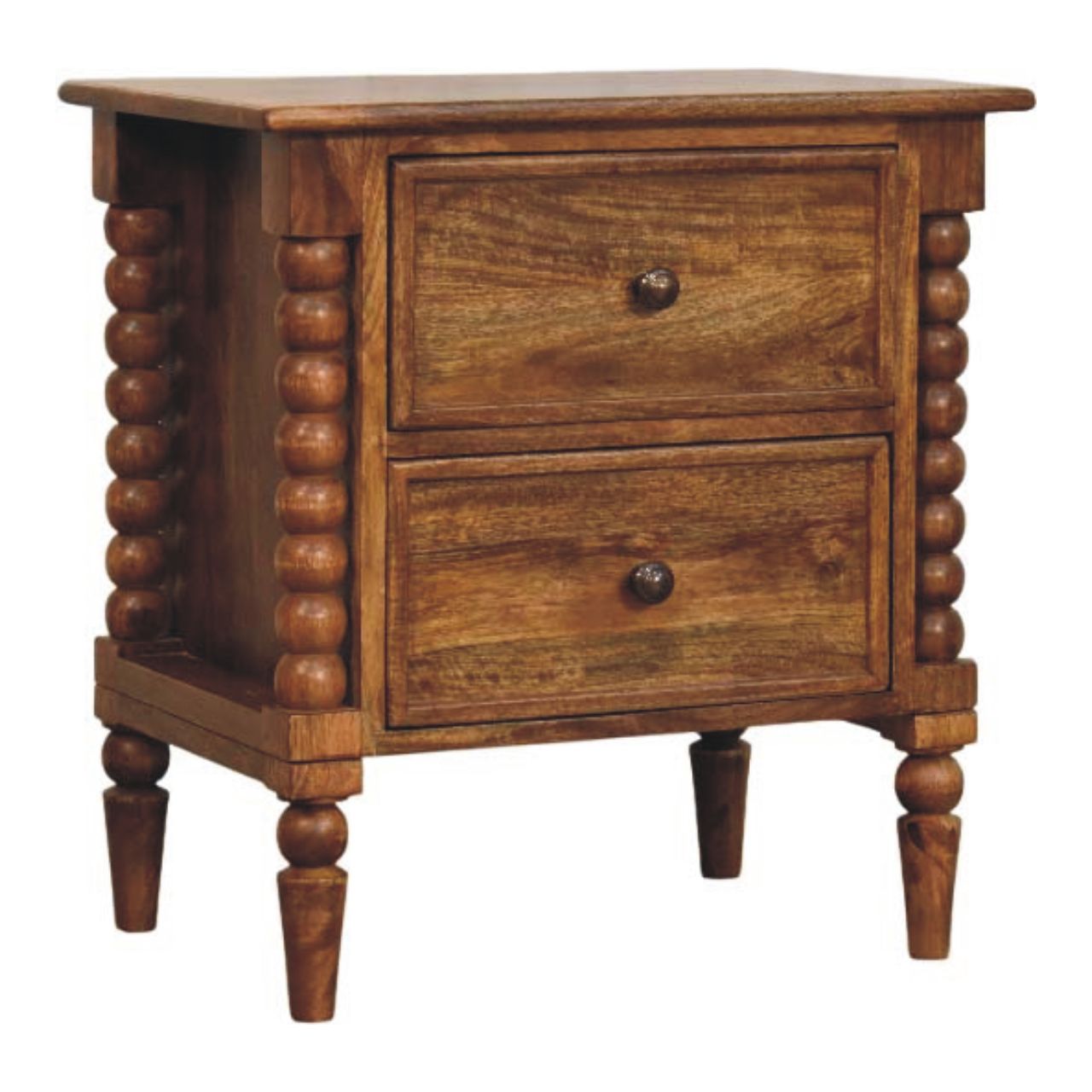 Spindle Leg Amber Oak Nightstand - Image 3