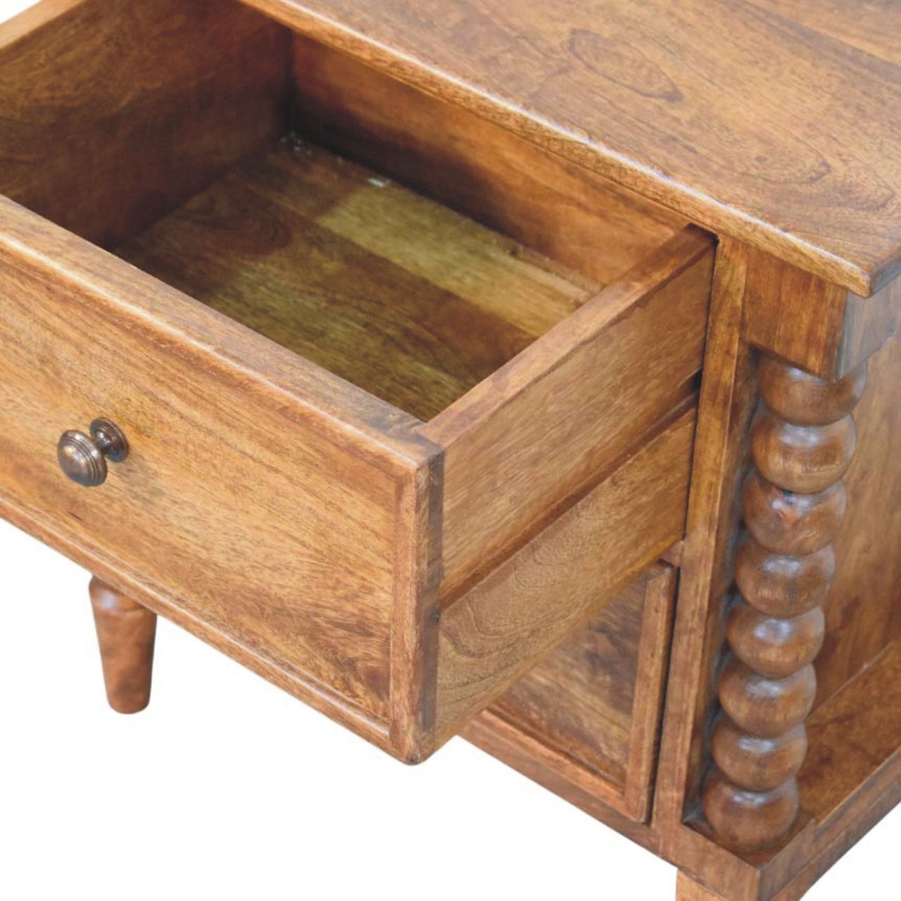 Spindle Leg Amber Oak Nightstand - Image 5