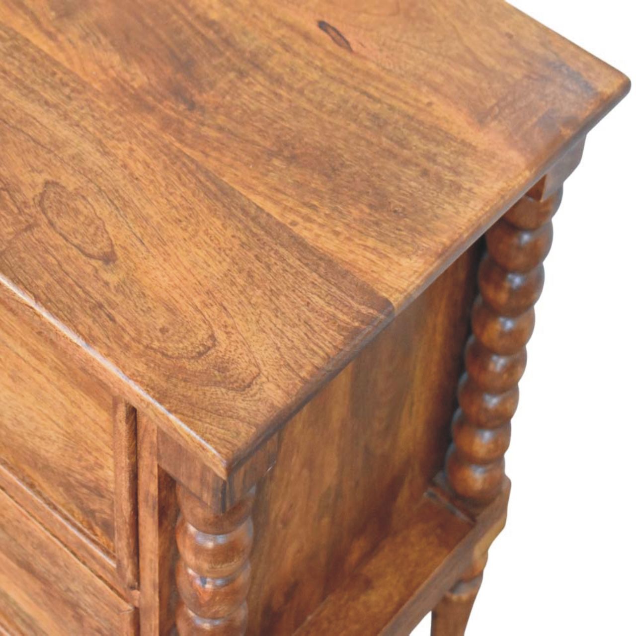 Spindle Leg Amber Oak Nightstand - Image 6