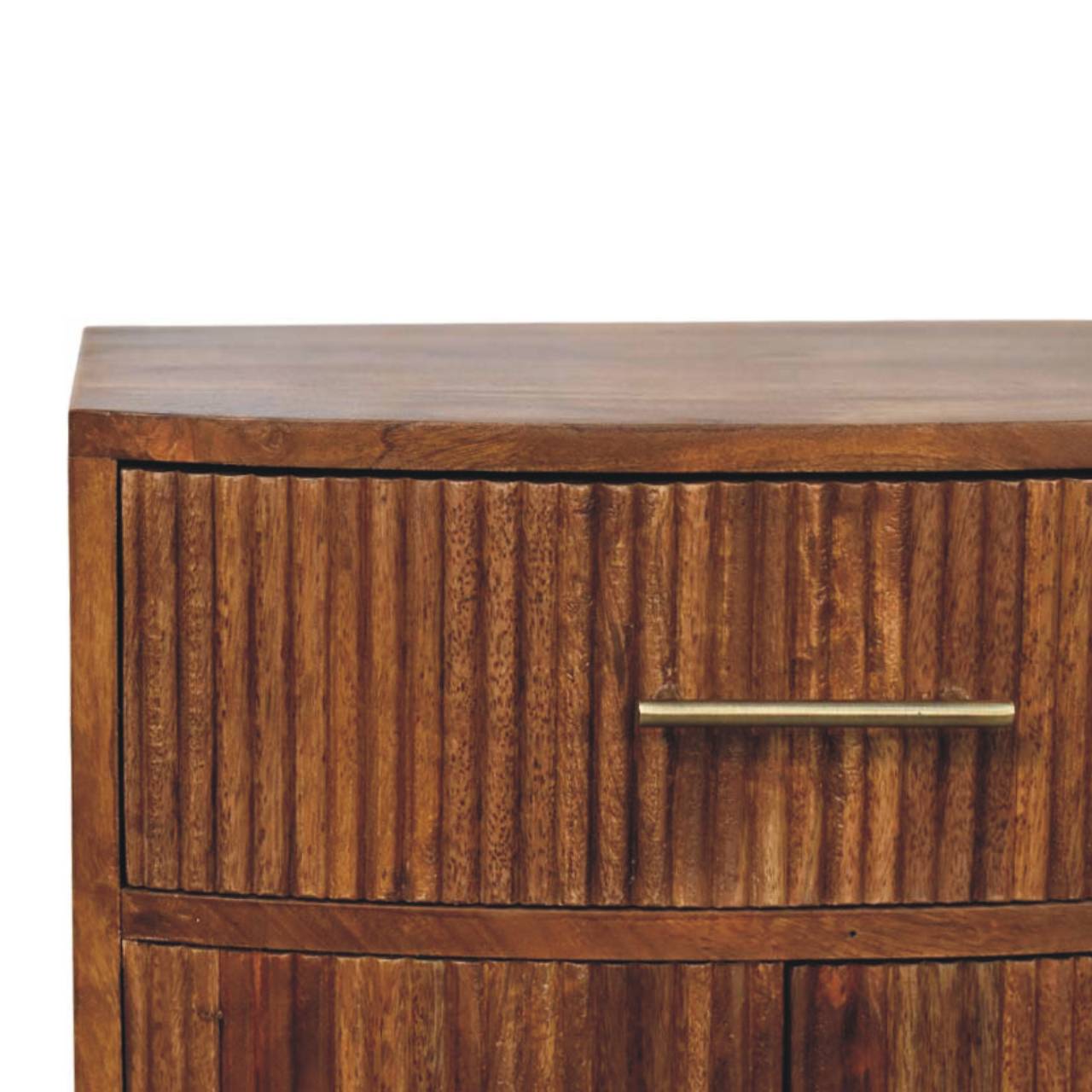 Solid Wood Curved Ribbed Bedside with Drawer - Image 4