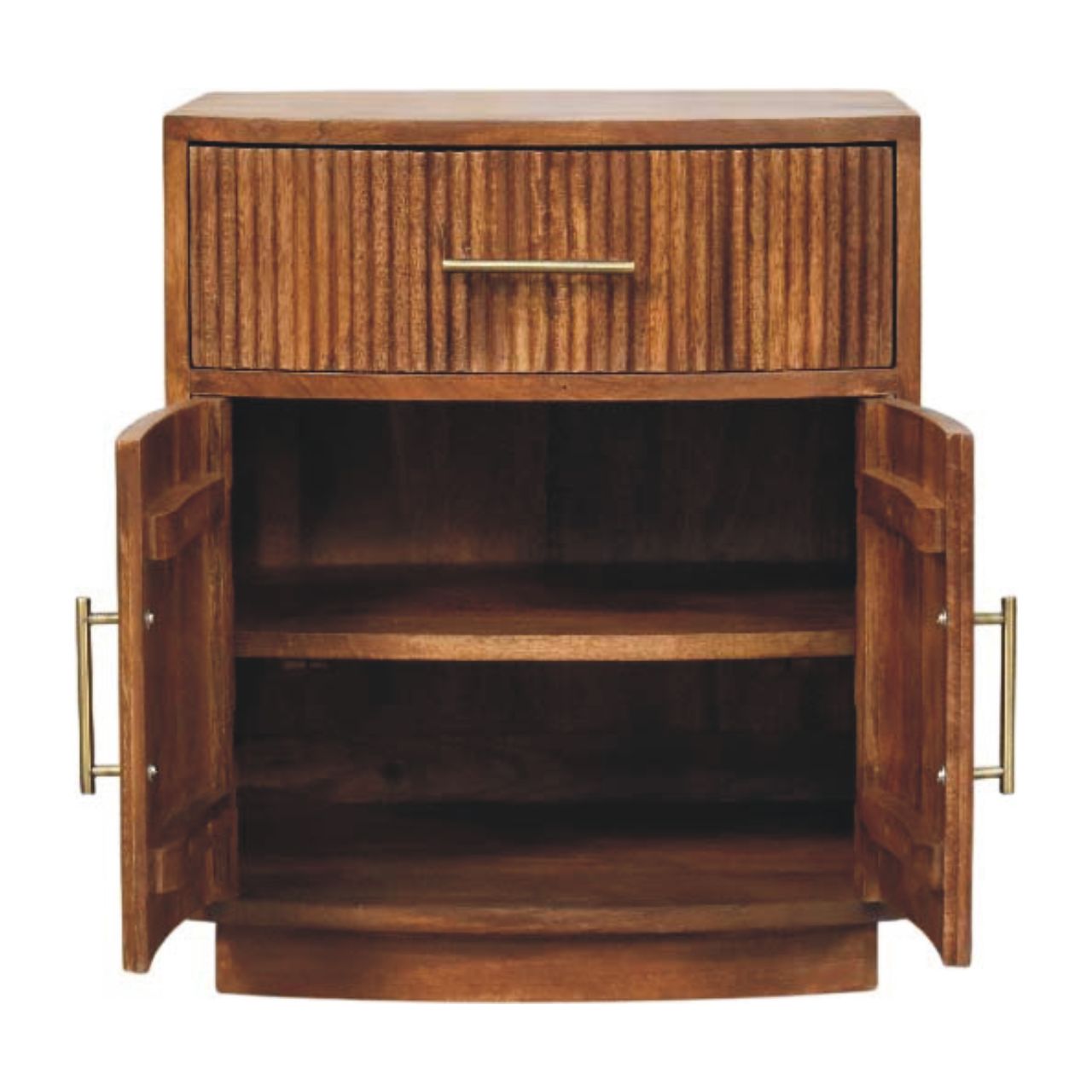 Solid Wood Curved Ribbed Bedside with Drawer - Image 7