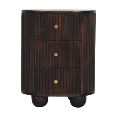 Curved Fluted 3-Drawer Bedside