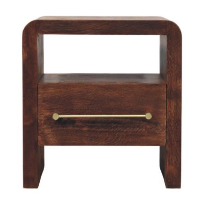 Tiger Oak Open Bedside with Brass Handle