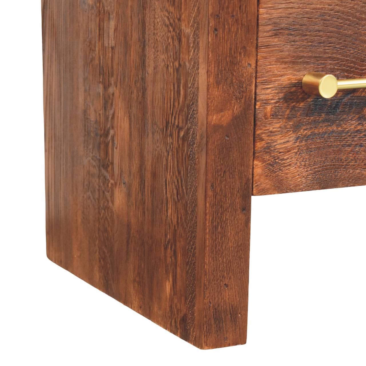Tiger Oak Open Bedside with Brass Handle - Image 7