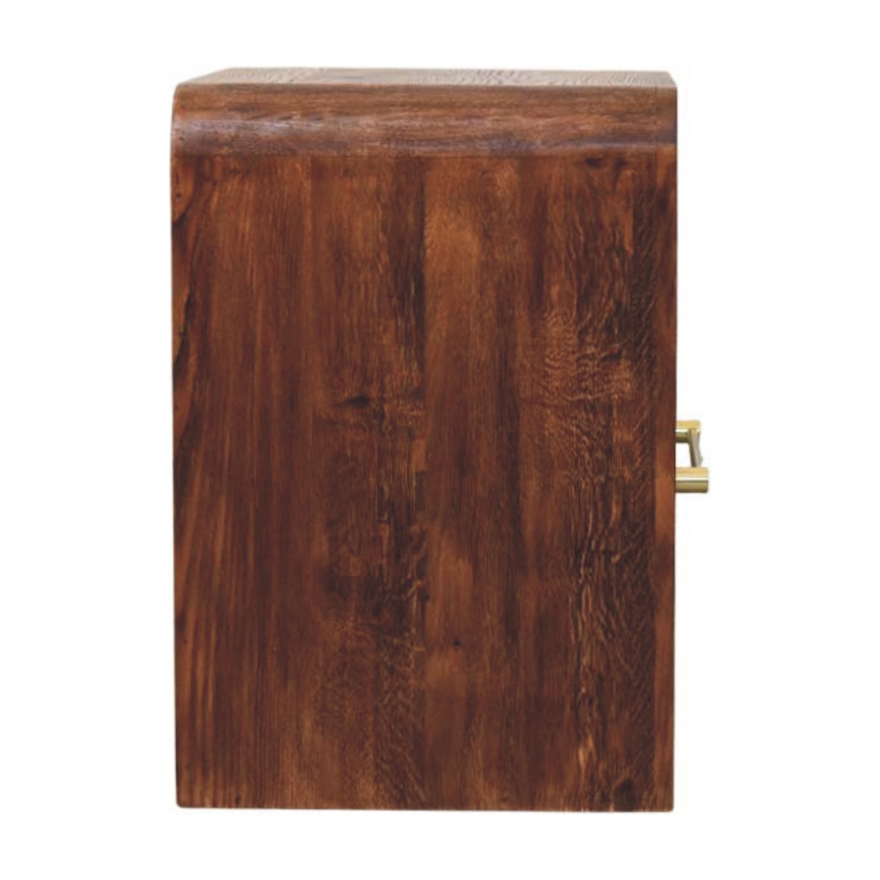 Tiger Oak Open Bedside with Brass Handle - Image 8