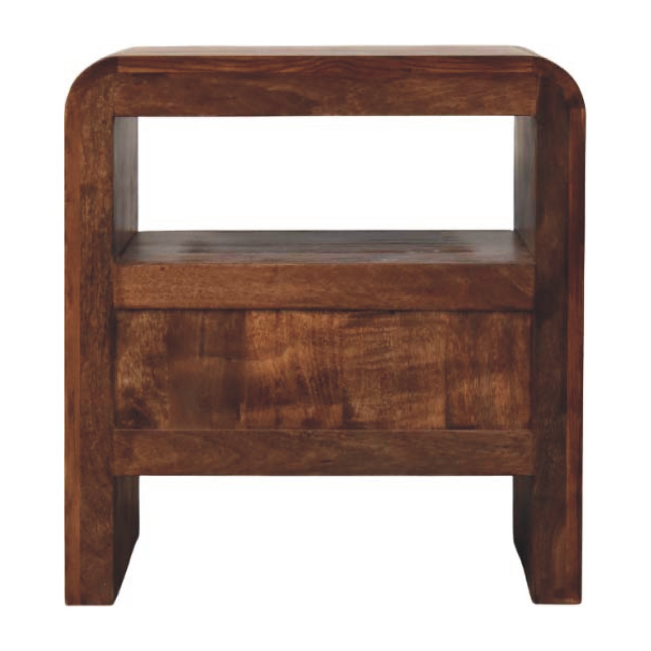 Tiger Oak Open Bedside with Brass Handle - Image 9